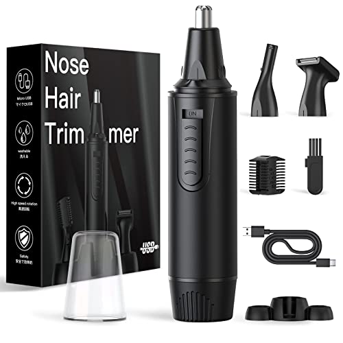 Ear and Nose Hair Trimmer-Rechargeable Nose Hair Trimmer for Men and Women-2023 Professional Painless Nose Clipper Eyebrow & Facial Hair Trimmer-IPX7 Waterproof Dual Edge Blades for Easy Cleansing