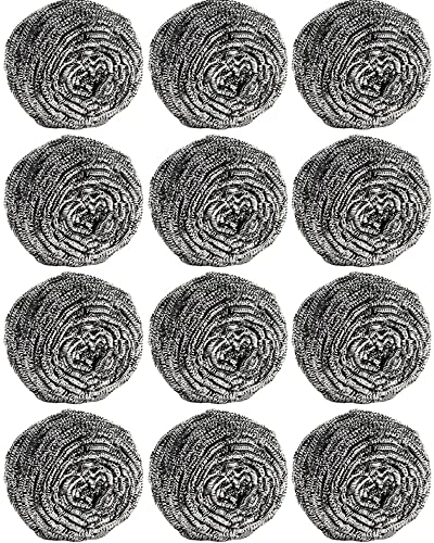 12Pcs Scourer Steel Wool Scrubber - Steel Wool for Cleaning Dishes Pans Pots Ovens Grills Stainless Steel Scrubber for Kitchen Sinks Cleaning Steel Wool Pads Metal Scrubber 12 Pack