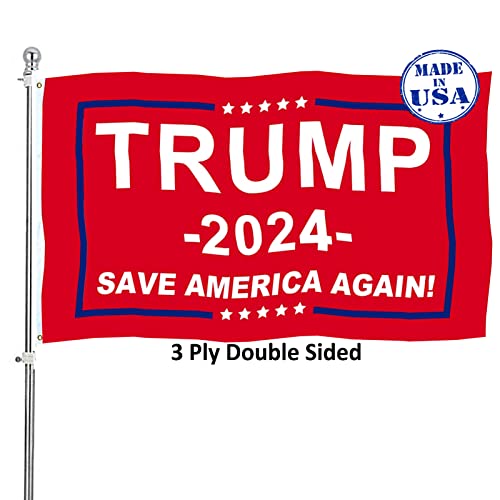 Trump 2024 Flag Double Sided 3x5 Outdoor Red Take America Back- Trump Flags Banner Heavy Duty Durable Polyester 3 Ply with Brass Grommets for Indoor Outdoor