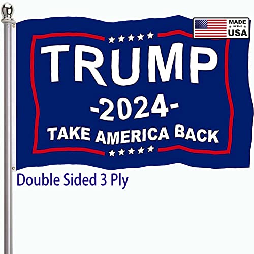 Trump 2024 Flag 3x5 Outdoor Double Sided 3 Ply-Trump Take America Back Flags Vivid Color Clear Pattern Reinforcement Sewing Durable Polyester