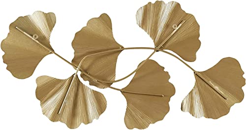 MARTHA STEWART Wall Art Living Room Dcor Faye Metal Foil Ginkgo Leaf Large Home Accent Modern Inspired Dining, Bathroom Decoration Ready to Hang Ornament for Bedroom, 43" W x 23.5" H x 1.6" D, Gold