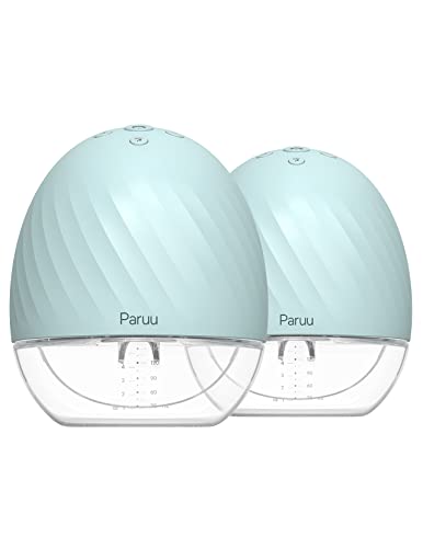 Paruu Hands-Free Breast Pump, X2 Wearable Breast Pump with 2 Modes & 5 Levels, Electric Portable Breast Pump, Discreet & Rechargeable, Milk Container with Lid, Easy to Store, 17/21/25mm Flange, 2 Pack