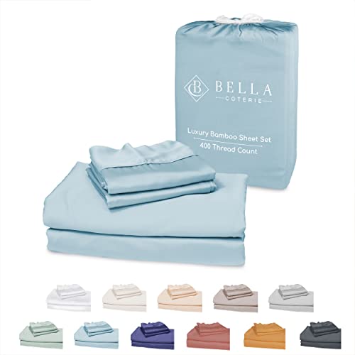 Bella Coterie Luxury Cal King Bamboo Sheet Set | Organically Grown | Ultra Soft | Cooling for Hot Sleepers | 18" Deep Pocket [Coastal Blue]