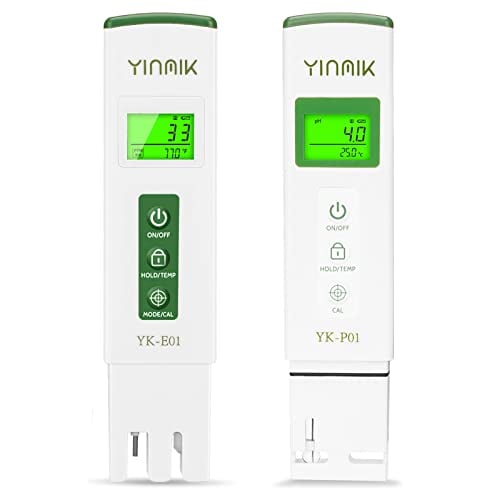 YINMIK 2nd Generation pH TDS Tester Combo with Horizontal Display Digital pH Meter Professional PPM Meter for Hydroponics Swimming Pool Aquarium Household Drinking Homebrew