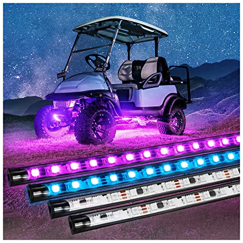 10L0L 4PCS Golf Cart Underbody Kit, Underglow LED Light Strip for EZGO Club Car Yamaha, 24 Modes Multicolor RGB Music Sync IP67 Waterproof