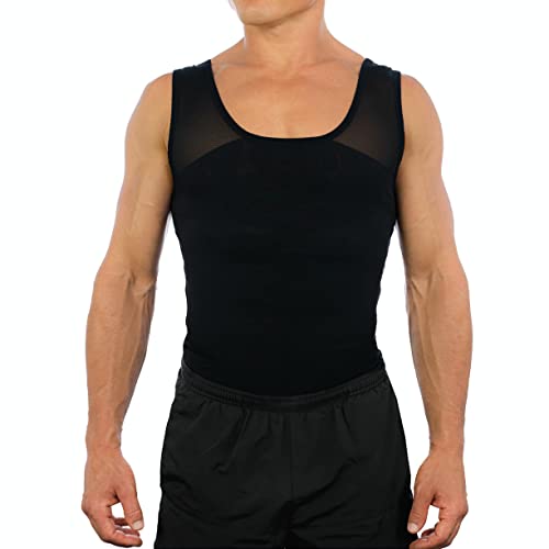 Esteem Apparel Original Men's Chest Compression Shirt to Hide Gynecomastia Moobs Shapewear (Black, Medium)