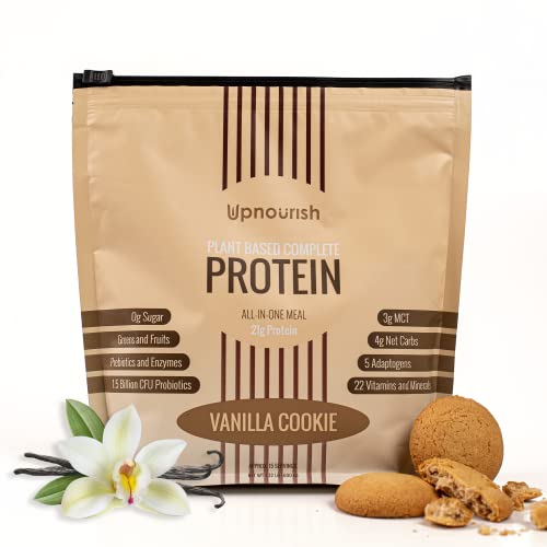 Vegan Protein Powder Vanilla Cookie - Vegan Meal Replacement Shake, Lactose & Dairy Free Plant Based Protein Shake with Fava, Mung, Rice & Pea Protein, Low Carb, Keto, Sugar & Gluten Free, 15 Servings