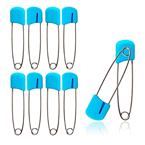 Lxnoap 10 pcs Cloth Diaper Pins Stainless Steel Traditional Safety Pin (Blue)