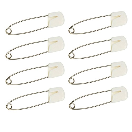 AEXGE Plastic Head Baby Safety Pin Diaper Pins 1.5inch Cloth Nappy Safety Pins,Pack of 100 (White)