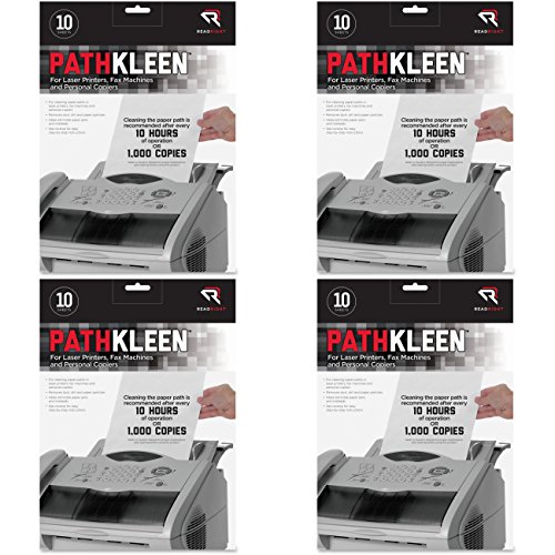 Read Right PathKleen Laser Printer Cleaning Sheets, 8.5 x 11 Inches Sheets, 10 Sheets per Package (RR1237), 4 Packs