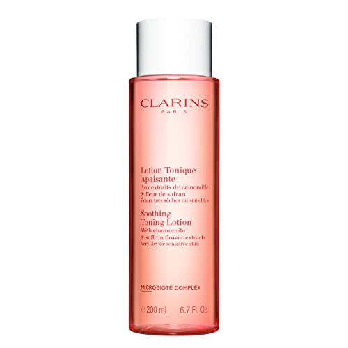 Clarins Soothing Toning Lotion |Soft, Soothed and Comforted Skin After 14 Days* |Cleanses, Tones, Hydrates, Soothes and Balances Skin's Microbiota |Camomile Extract |Very Dry Or Sensitive Skin Types