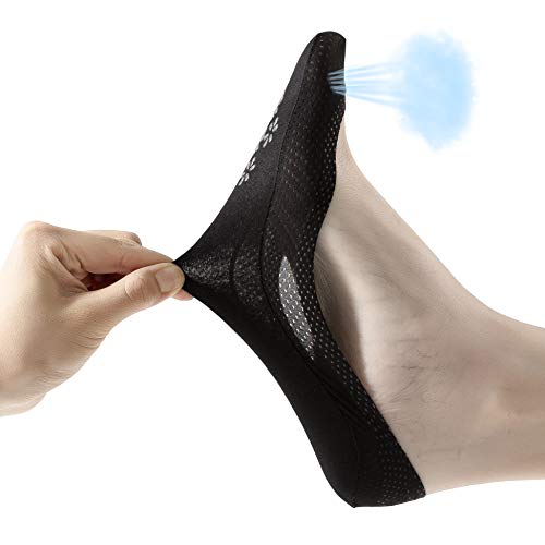 4 Pairs No Show Liner Socks Women's Low Cut Cotton Nylon Boat Invisible Hidden Socks Non-Slip for Flats (Shoe-Size 5-8, Mesh 4Black)