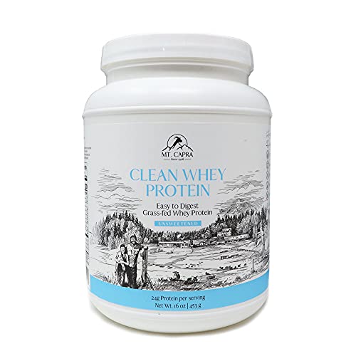 Mt Capra Since 1928 Clean Whey Protein | Grass-Fed Undenatured Goat Whey Protein Powder, 24 g Protein Per Serving, All Natural, NonGMO, High in Branch Chain Amino Acids , Unsweetened - 16 Ounce