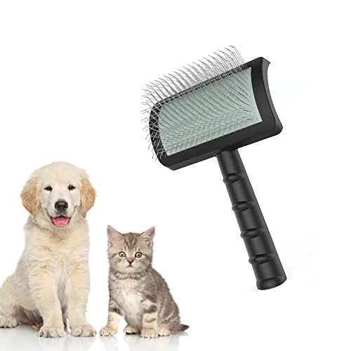 Large Slicker Dog Brush-for Long and loose Haired Pets Brush-Pet Grooming Wire Slicker Brush-for Dog Like Giant Poodles-Cats Deshedding and loose Hair-Removes Knotted Hair,Undercoat and Floating Hair-with Extra Long Pins 25mm(1")(Black)