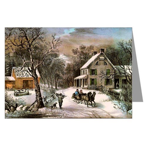 Currier and Ives Christmas American Homestead, Winter 8-Greeting Cards in a Boxed Set