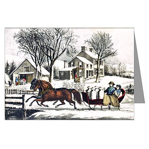 Currier and Ives Christmas Winter Morning in The Country, 1873 Greeting Card Set