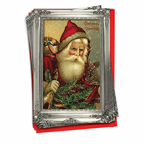 The Best Card Company Pack of 12 Christmas Greeting Cards with Envelopes, Humor Holiday for Men and Women (1 Design, 12 Cards) -Picture-Perfect Santas B1746DXSG