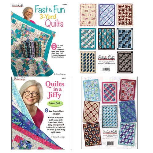 Quilt Pattern Jiffy Quilting Books for 3 Yard Fabric Book Easy Fun Bundle of 2, Quilts Moda Original Quilt Designs for Twin, Queen and King Size Comes in Frosted Clear Plastic Bags