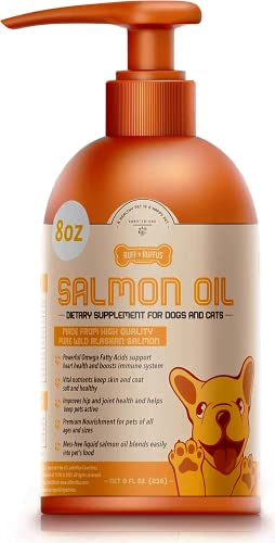 Ruff 'N Ruffus *100% USA Made* Wild Caught Alaskan Salmon Fish Oil for Dogs & Cats in 8 or 32 oz | Support Joint Function Immune & Heart Health | Omega 3 +EPA +DHA for Healthy Skin & Coat Supplement