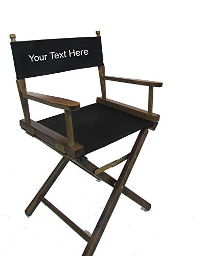 Personalized Imprinted Gold Medal Contemporary 18" Table Height Walnut Frame Directors Chair - Black