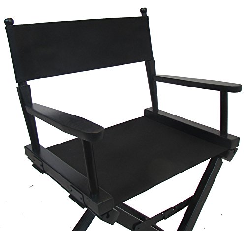 TLT Imprinted Gold Medal Contemporary 30"" Bar Height Black Frame Directors Chair - Black