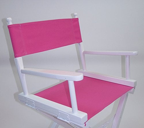 Personalized Imprinted Gold Medal Contemporary 18" Table Height White Frame Directors Chair - Pink