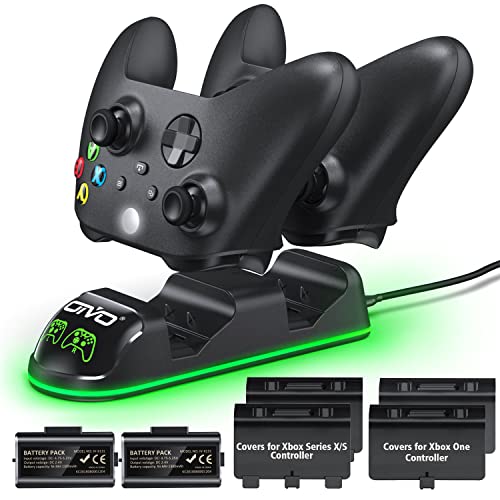 OIVO XSX Controller Charger Station with 2 Packs 1300mAh Rechargeable Battery Packs for Xbox Series X/S/One/Elite/Core Controller, Charging Dock with 4 Packs Battery Covers for Xbox Controller