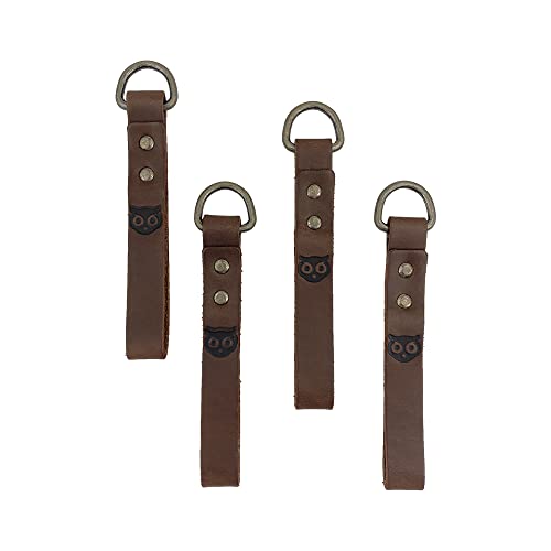 Hide & Drink, Leather Heavy Duty Suspender Loop Attachment (4 Pack), Tool Belt Accessories, Thick, Durable, Fine Grain Leather, Vintage Style, Handmade Includes 101 Year Warranty (Bourbon Brown)