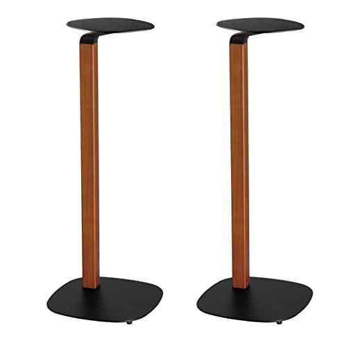 ynVISION.DESIGN Wooden Universal Speaker Floor Stands | 2 Pack | Pair | Holds Satellite and Bookshelf Speakers up to 22 LBS | Built in Cable Management