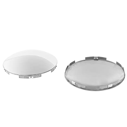 CHDT66 Semi Truck Hub Cap Cover - 5 Even Notched Dome - Premium 304 Stainless Steel Mirror Finish- for Front Wheel Universal Fit - 2 Pc Pack, Lip: 7/16" with pre-Installed Clips