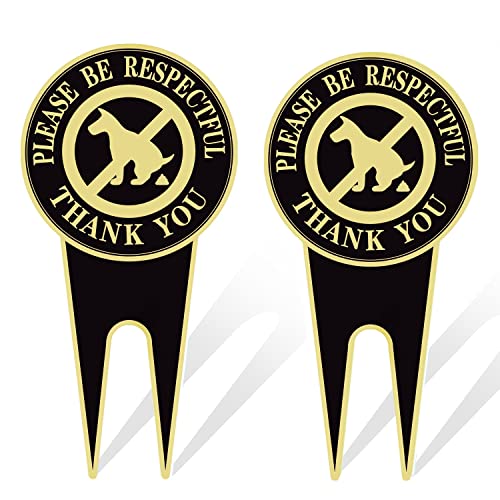 HEIOKEY 2 Pack Double Sided No Dog Pooping Sign with Stake 12" x 6" - Sign Reads:Please Be Respectful Thank You,No Dog Poop and Pee Yard Sign Stop Dogs from Pooping On Your Lawn,No Poo Sign(Black)