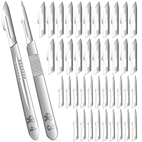 40 Pieces Scalpel Blades #11 #23 Scalpels Surgical Sterile Blades with 2PCS #3 #4 Handle & Storage Box,Individually Wrapped High Carbon Steel Blades for Callus Removal,Sculpting, Cutting,Crafts & More