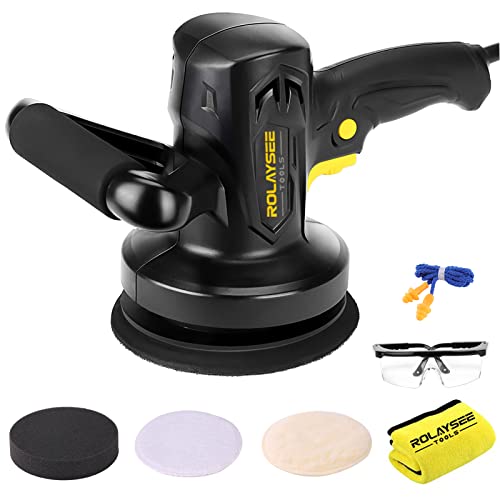 6-Inch Random Orbital Waxer Polisher, Variable Speed Buffer Machine Kit with 3 Buffing and Polishing Bonnets, Electric Buffer Polisher for Car Detailing and Waxing, ROLAYSEE TOOLS