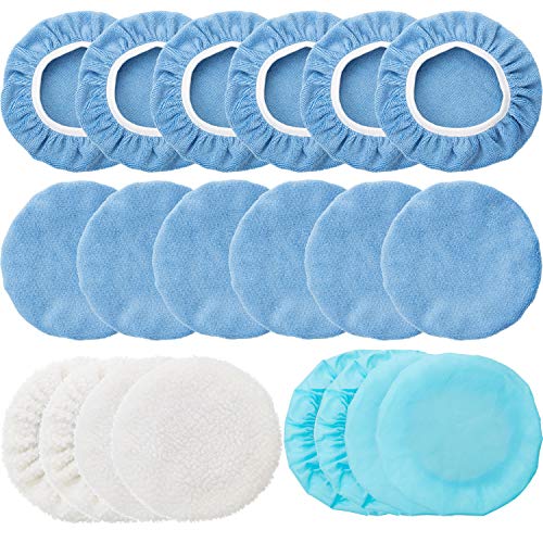 20 Pieces 9 to 10 Inches Buffer Pads Car Polisher Bonnet Orbital Buffer Bonnets Microfiber Bonnet Polishing Bonnet Buffing Pad Cover