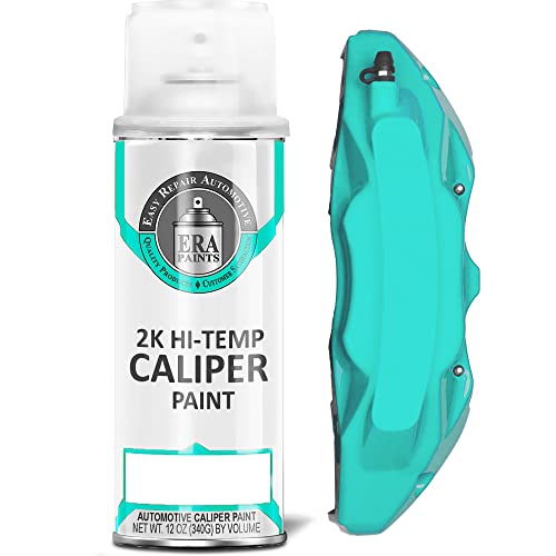 ERA Paints Teal Brake Caliper Paint With Omni-Curing Catalyst Technology - 2K Aerosol Glossy Finish High Temp Resistance And Extreme Durability Against Color Fade And Chemicals Like Brake Fluid
