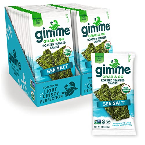 gimMe Grab & Go - Sea Salt - 30 Count - Organic Roasted Seaweed Sheets - Keto Vegan Gluten Free - Great Source of Iodine & Omega 3s - Healthy On-The-Go Snack for Kids Adults