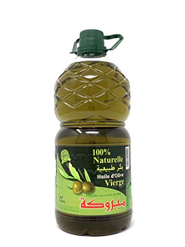 Mabrouka Moroccan Virgin Olive Oil, First Cold Pressed, (2 Liters) 68 Fl Oz