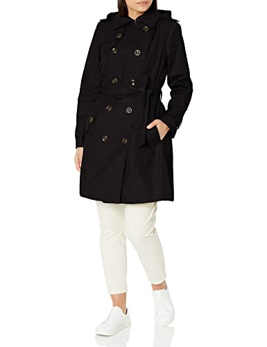 LONDON FOG Women's Double Breasted Trenchcoat, Black, XL
