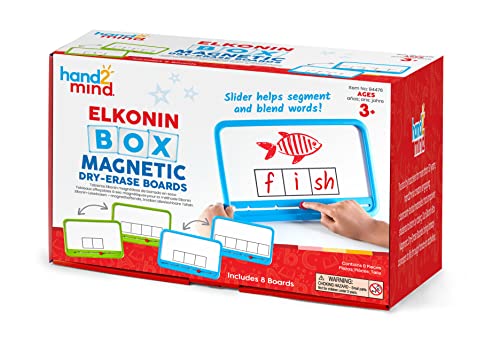 hand2mind Elkonin Boxes Magnetic Dry Erase Boards Set, Phonemic Awareness, Speech Therapy Materials, Letter Sounds for Kindergarten Phonics, Science of Reading Manipulatives (Set of 8)
