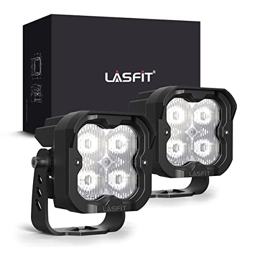 LASFIT LED Pods Light, 3" SAE Driving Lights White Spot Beam, Super Bright 6265K White/2471.4lm Off Road Light Pods with TIR Optics for Trucks Pickup ATV UTV SUV, (Pair)