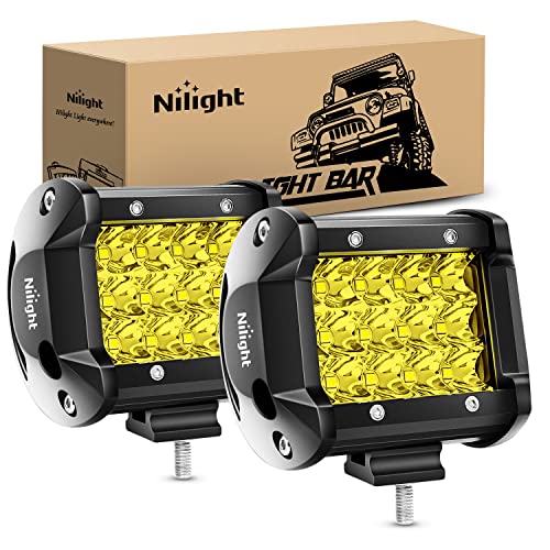 Nilight - 18031S-B Amber 2PCS 4Inch 36W Triple Row Spot LED Light Bar 3600LM Driving Lights Fog Light Led Off Road Lights for Trucks Jeep UTV ATV Marine Boat,2 Years Warranty