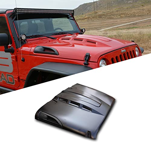 Heat Dispersion Hood fits 2007-2018 Jeep Wrangler JK | Raised and Vented Center Cowl | Dual-vented for Maximum Air Flow | Under-hood Insulation Included | DV8 Offroad