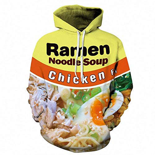 Keasmto 3D Ramen Chicken Noodle Soup Hoodies Sweatshirts for Men Women Cotton Cute 3X-Large