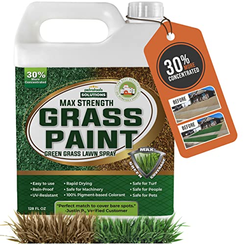 PetraTools Grass Paint Max Strength, Green Grass Lawn Spray & Dog Spot Repair, Lawn Paint, Spray on Grass, Green Lawn Spray, Grass Paint for Lawn, Lawn Spray Paint, Green Dye for Lawn (1 Gal)