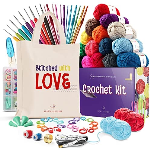 Crochet Kit for Beginners Adults  Beginner Crochet Kit for Adults and Kids, Learn to Crochet Kits for Adults Beginner and Professionals  73 Piece Crochet Set with Crochet Yarn and Crochet Hook Set