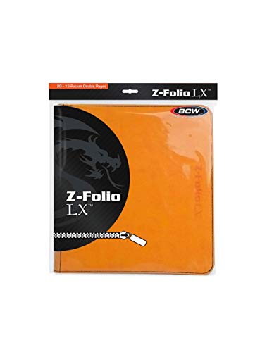 BCW Z-Folio 12-Pocket LX USA Portfolio Binder Zip for TCGs Such as Pokemon MTG Magic Yugioh, Orange