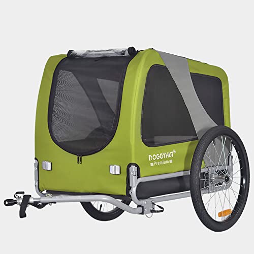 Doggyhut Premium Pet Bike Trailer Bicycle Trailer for Dogs Up to 100 Lbs (Lime Green, X-Large) DT801XL