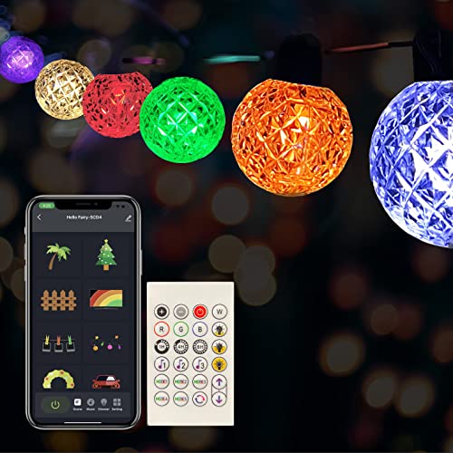 Solatec Led Smart String Lights, Shatterproof 25 RGBW LED Bulbs Color Changing IP65 Waterproof Light App Control with DIY Color Scenes, Music Modes, Bluetooth 21.2ft Globe Lights for Backyard Porch