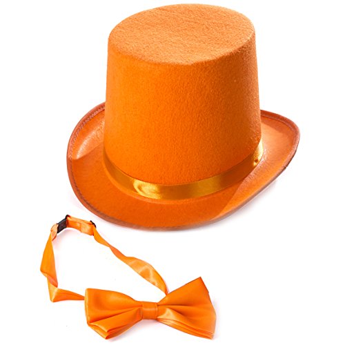 Tigerdoe Orange Top Hat - Top Hat with Bow Tie - Adult Costume Set - Costume Hats (Orange)