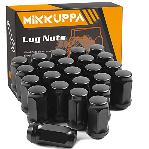 MIKKUPPA M14x1.5 Lug Nuts - Compatible with 2007-2013 Avalanche, 2015-2019 Colorado, 2003-2014 Express 1500, 1999-2019 Silverado 1500 Aftermarket Wheel - 24pcs Black Closed End Bulge Acorn Lug Nuts